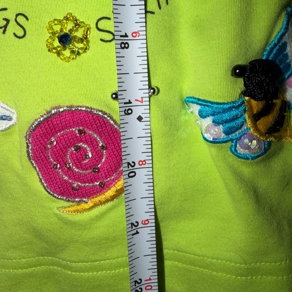 Berek by Takako Sakon “Spring Bugs” Novelty Cardigan Lime Green - Picture 6 of 7